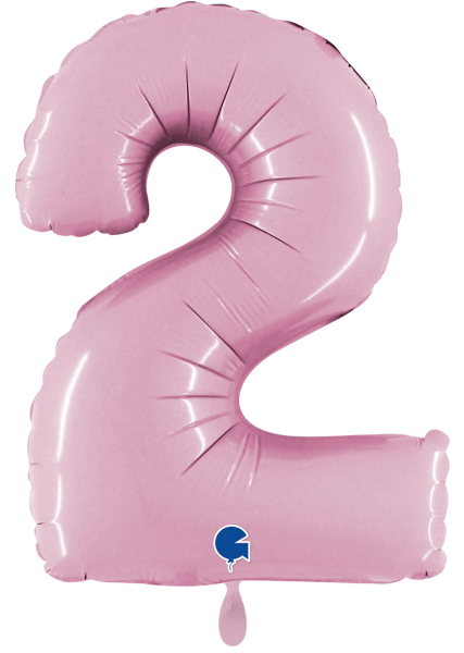 Folienballon - Zahl 2: Pastellrosa - ø 102cm